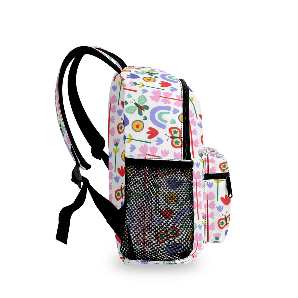 Personalised Rainbows And Butterflies Small Kids Backpack, Name On Back Personalised Small Kids Backpack Printed Offshore