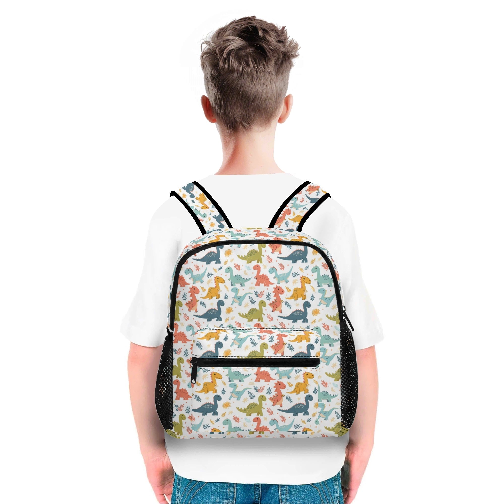 Personalised - Cute Colourful Dinosaurs - Small Kids Backpack, Name On Back Personalised Small Kids Backpack animal Printed Offshore