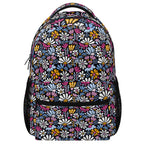 Graphic Flowers On Black 15 Inch School Backpack Default Title School Backpack Plants Printed Offshore