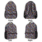 Graphic Flowers On Black 15 Inch School Backpack School Backpack Plants Printed Offshore