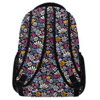 Graphic Flowers On Black 15 Inch School Backpack School Backpack Plants Printed Offshore