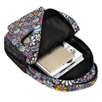 Graphic Flowers On Black 15 Inch School Backpack School Backpack Plants Printed Offshore