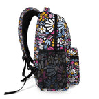 Graphic Flowers On Black 15 Inch School Backpack School Backpack Plants Printed Offshore