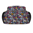 Graphic Flowers On Black 15 Inch School Backpack School Backpack Plants Printed Offshore