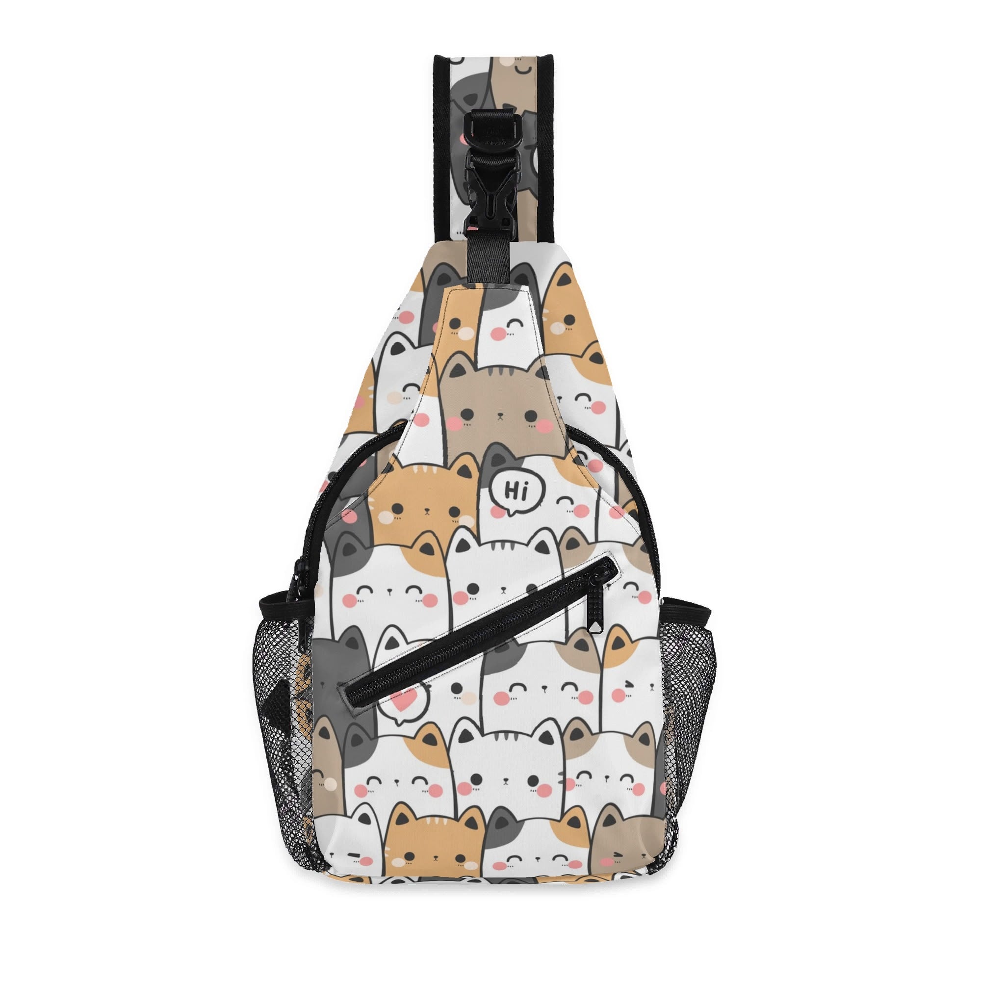 Hi Cat Crowd - Chest Crossbody Bag with Adjustable Strap Default Title Chest Crossbody Bag animal Printed Offshore