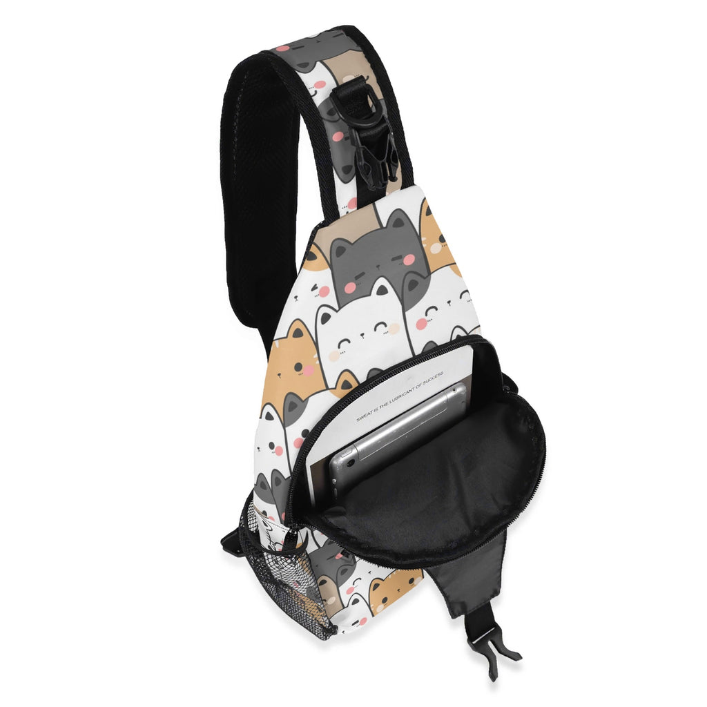 Hi Cat Crowd Chest Crossbody Bag with Adjustable Strap Chest Crossbody Bag animal Printed Offshore