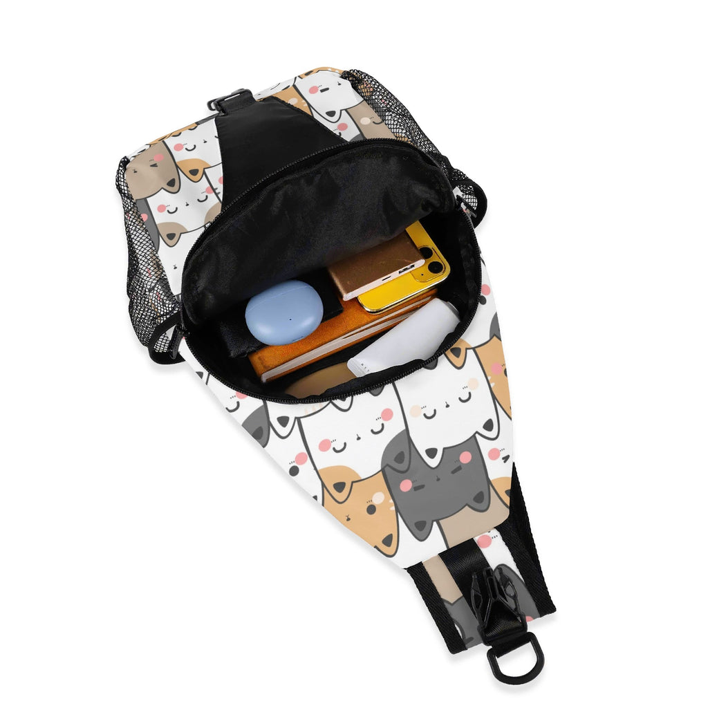Hi Cat Crowd Chest Crossbody Bag with Adjustable Strap Chest Crossbody Bag animal Printed Offshore