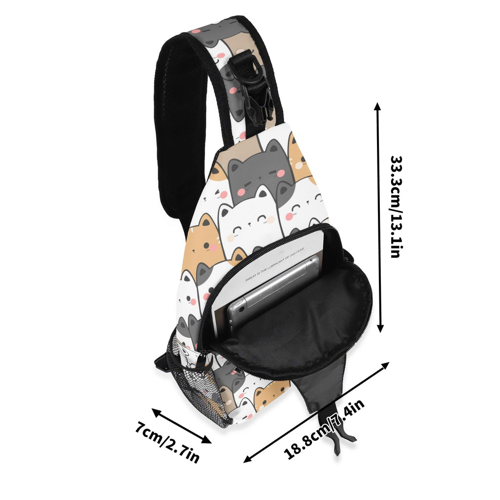 Hi Cat Crowd Chest Crossbody Bag with Adjustable Strap Chest Crossbody Bag animal Printed Offshore