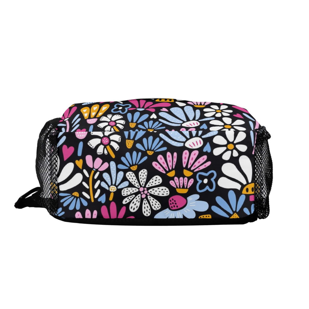 Graphic Flowers On Black Chest Crossbody Bag with Adjustable Strap Chest Crossbody Bag Plants Printed Offshore
