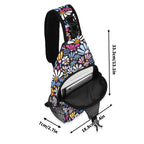 Graphic Flowers On Black Chest Crossbody Bag with Adjustable Strap Chest Crossbody Bag Plants Printed Offshore