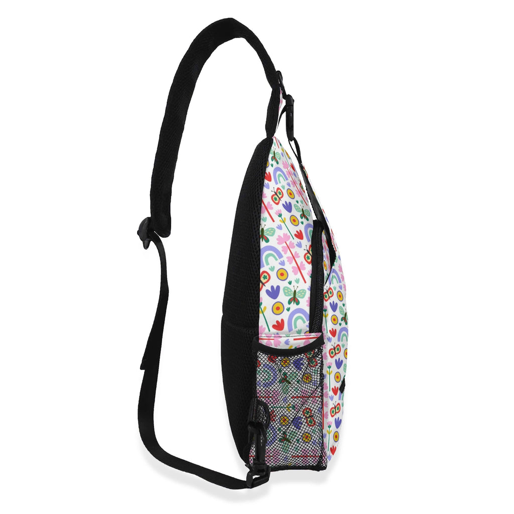 Rainbows And Butterflies Chest Crossbody Bag with Adjustable Strap Chest Crossbody Bag Printed Offshore
