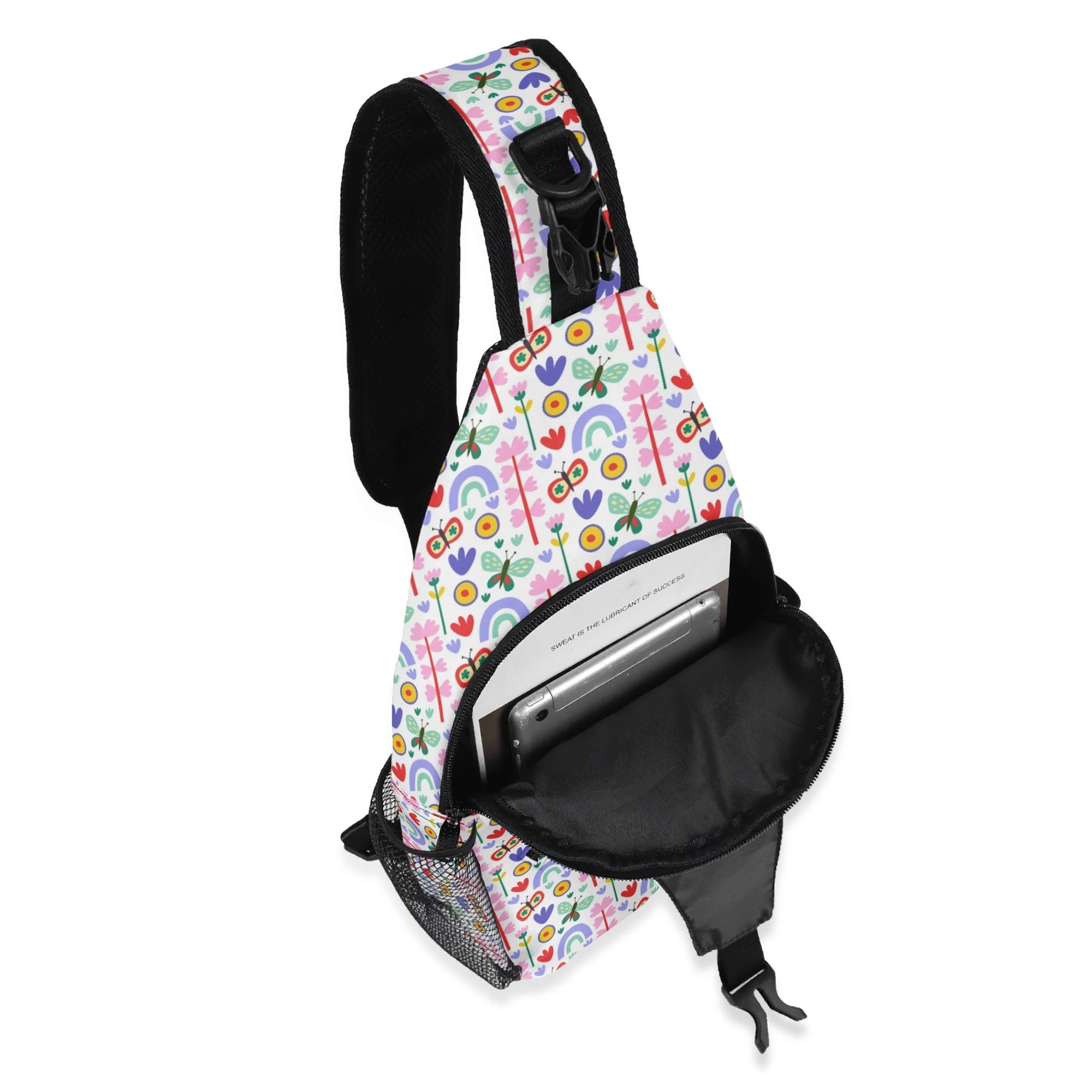 Rainbows And Butterflies Chest Crossbody Bag with Adjustable Strap Chest Crossbody Bag Printed Offshore