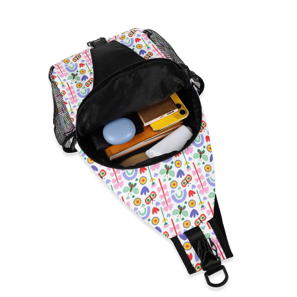 Rainbows And Butterflies Chest Crossbody Bag with Adjustable Strap Chest Crossbody Bag Printed Offshore