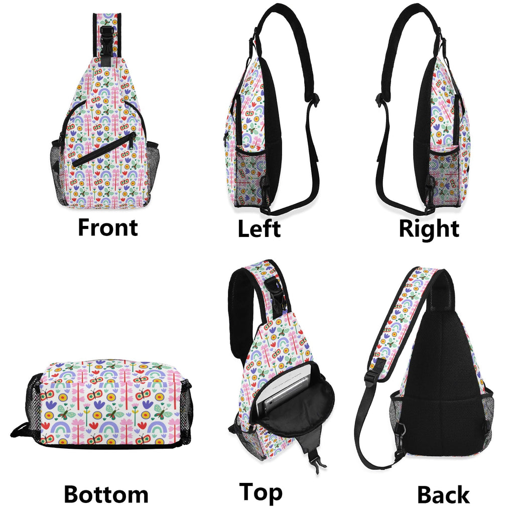 Rainbows And Butterflies Chest Crossbody Bag with Adjustable Strap Chest Crossbody Bag Printed Offshore