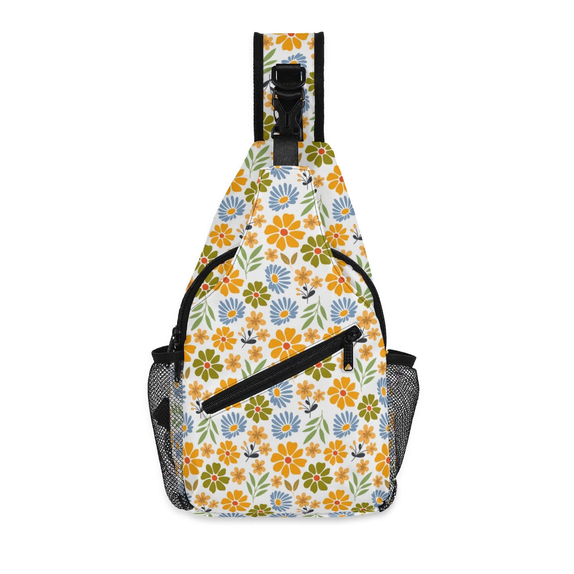 Retro Boho Flowers - Chest Crossbody Bag with Adjustable Strap Default Title Chest Crossbody Bag Plants Printed Offshore