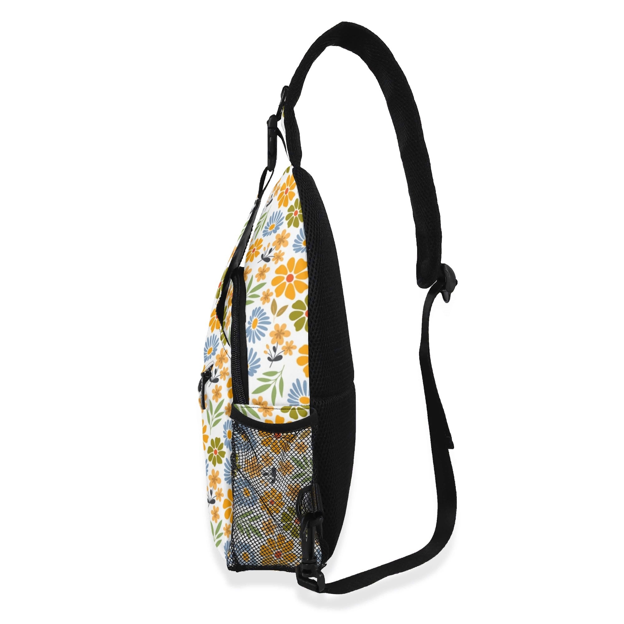 Retro Boho Flowers Chest Crossbody Bag with Adjustable Strap Chest Crossbody Bag Plants Printed Offshore