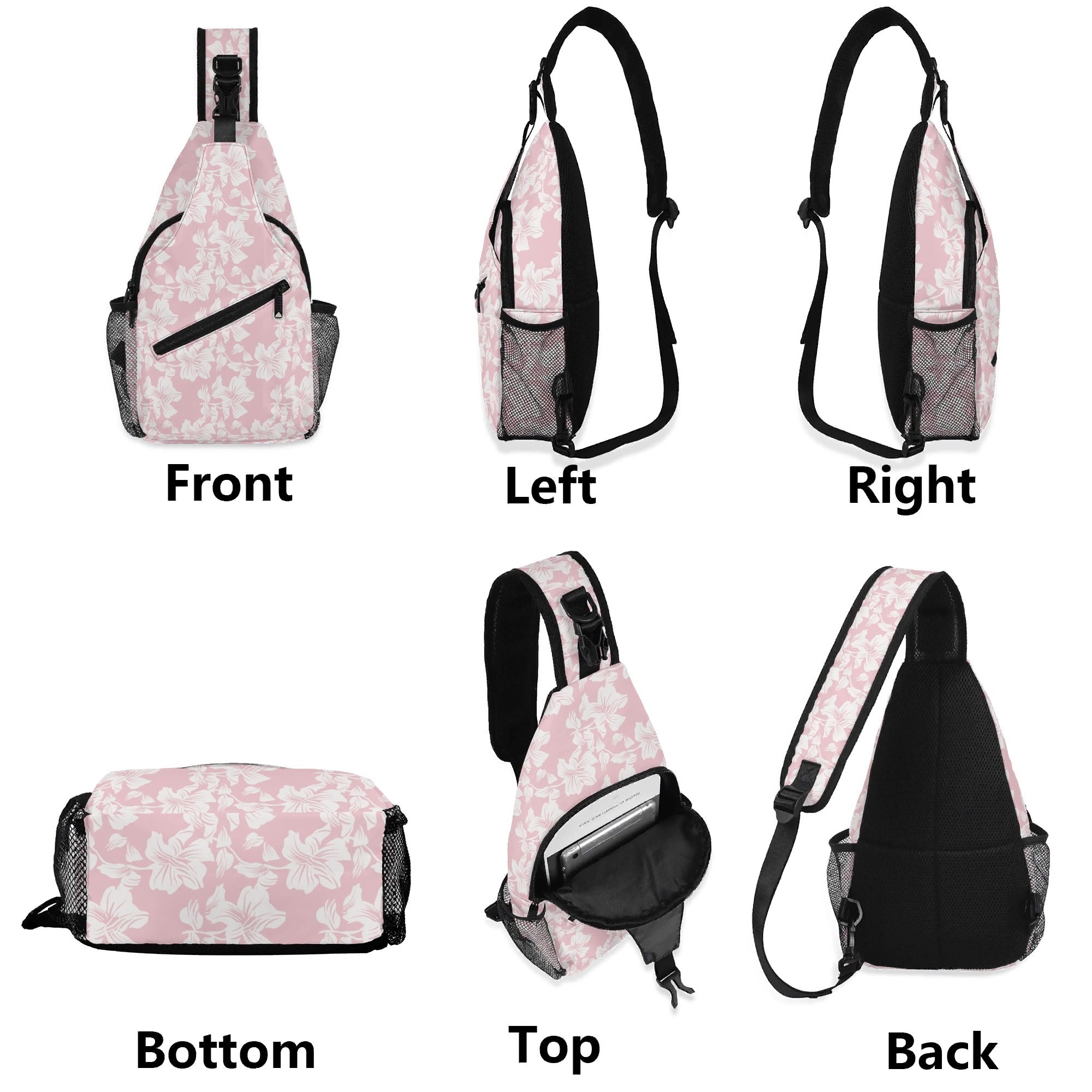 Pink Hawaiian Floral - Chest Crossbody Bag with Adjustable Strap Chest Crossbody Bag Plants Printed Offshore