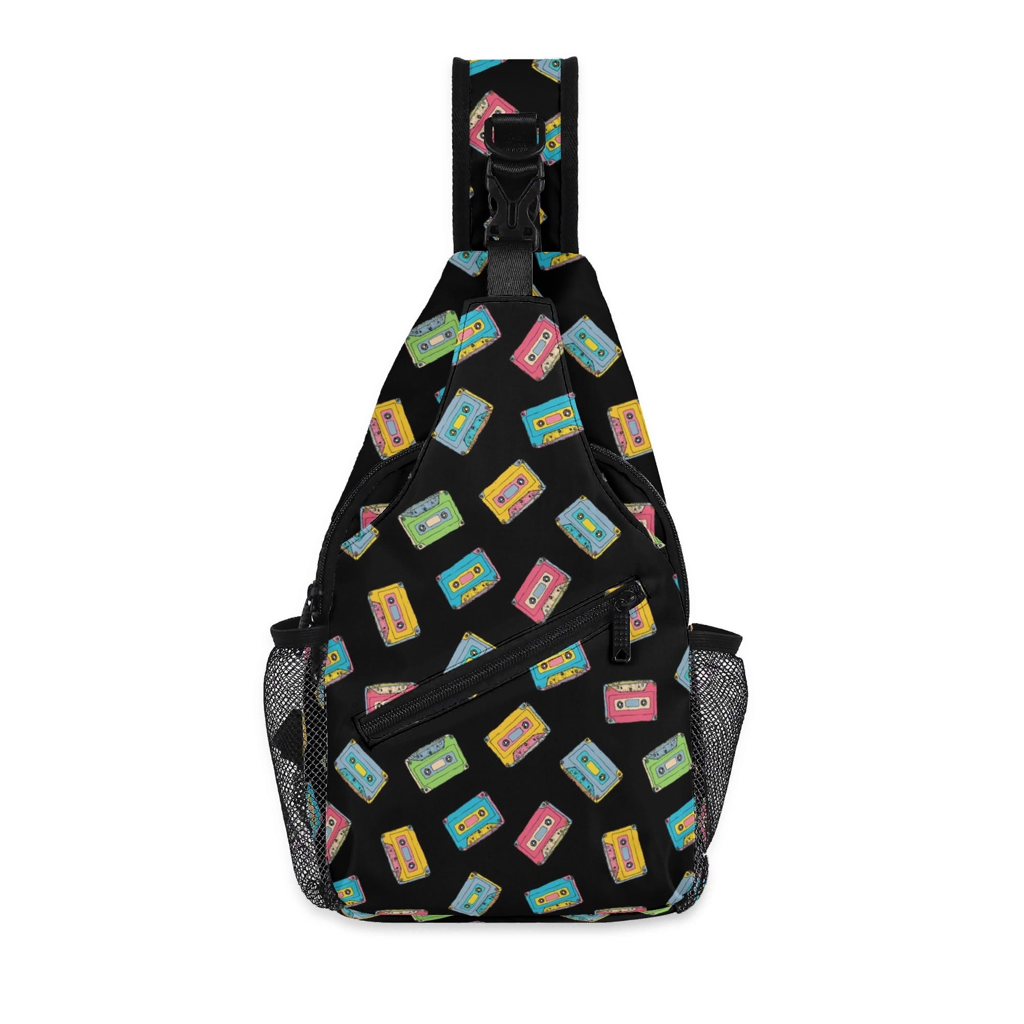 Colourful Cassettes Chest Crossbody Bag with Adjustable Strap Default Title Chest Crossbody Bag Music Printed Offshore Retro