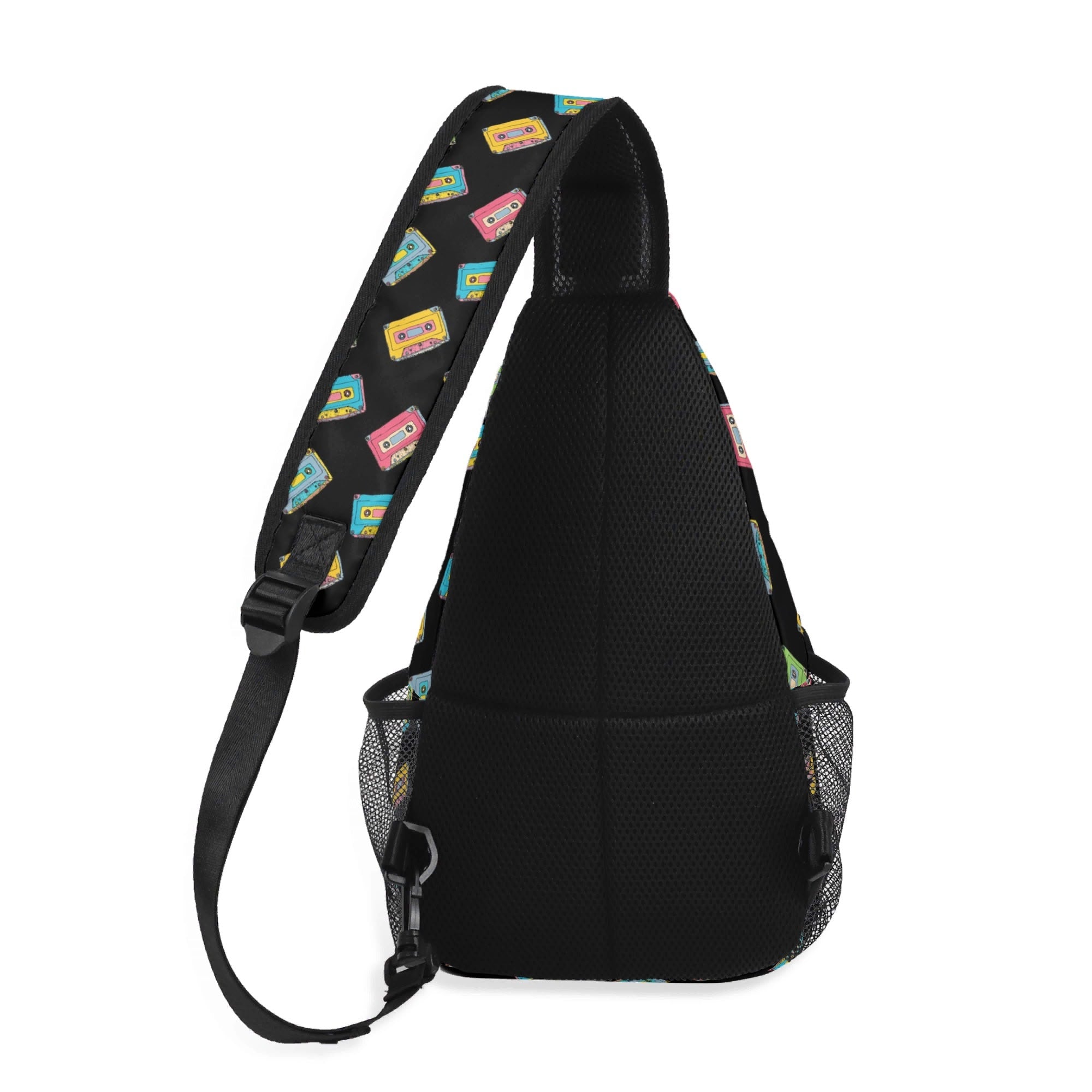 Colourful Cassettes Chest Crossbody Bag with Adjustable Strap Chest Crossbody Bag Music Printed Offshore Retro