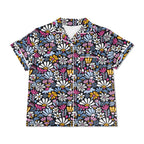 Graphic Flowers On Black Womens Short Sleeve 2-Piece Pyjama Set Women's Short Sleeve Pyjamas Printed Offshore