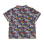 Graphic Flowers On Black Womens Short Sleeve 2-Piece Pyjama Set Women's Short Sleeve Pyjamas Printed Offshore