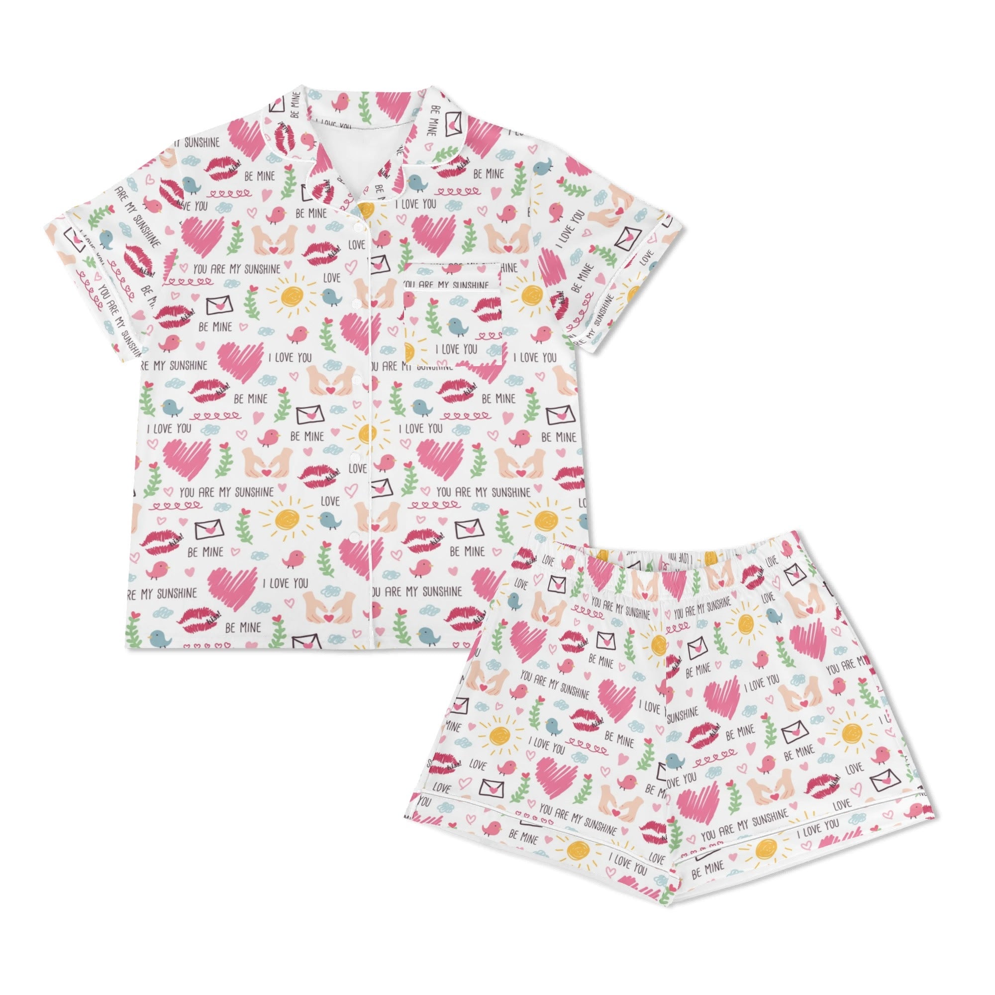 Valentine - Womens Short Sleeve 2-Piece Pyjama Set Women's Short Sleeve Pyjamas Love Printed Offshore