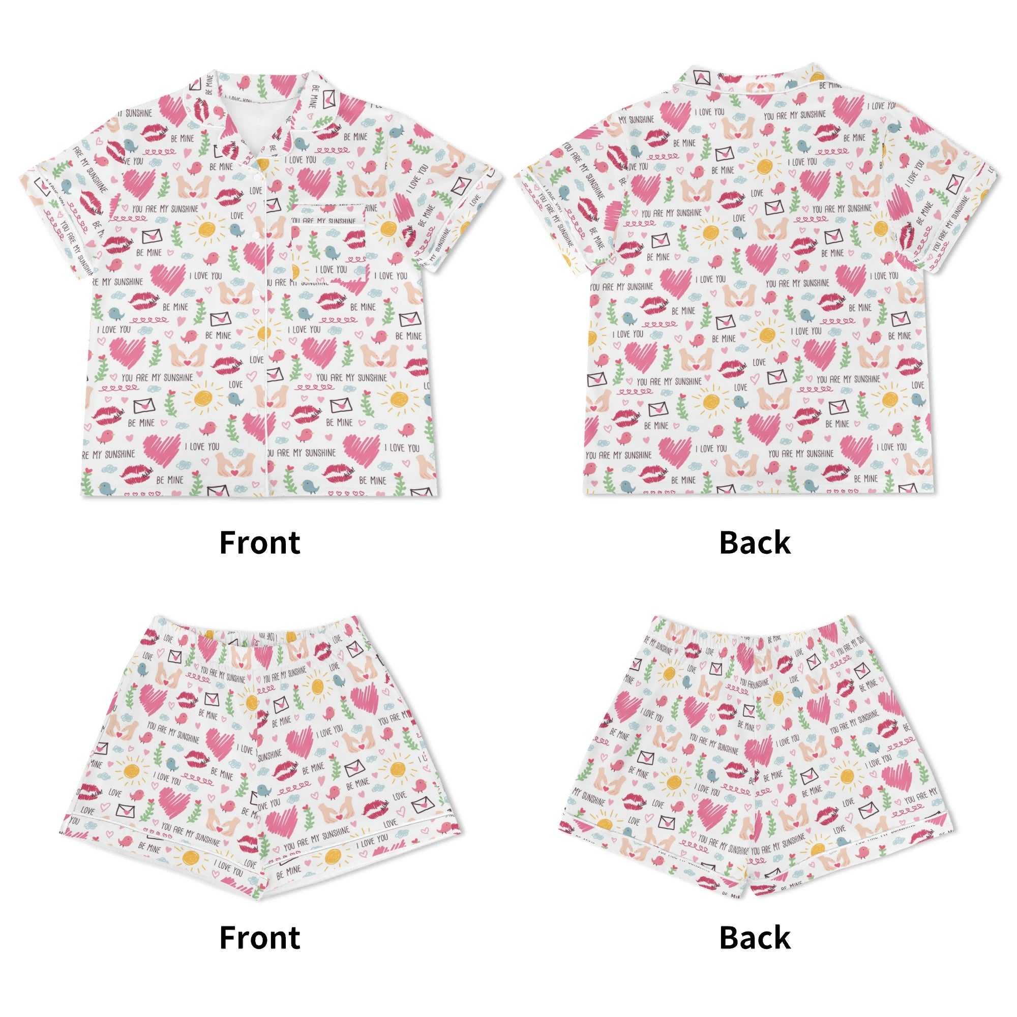 Valentine - Womens Short Sleeve 2-Piece Pyjama Set Women's Short Sleeve Pyjamas Love Printed Offshore