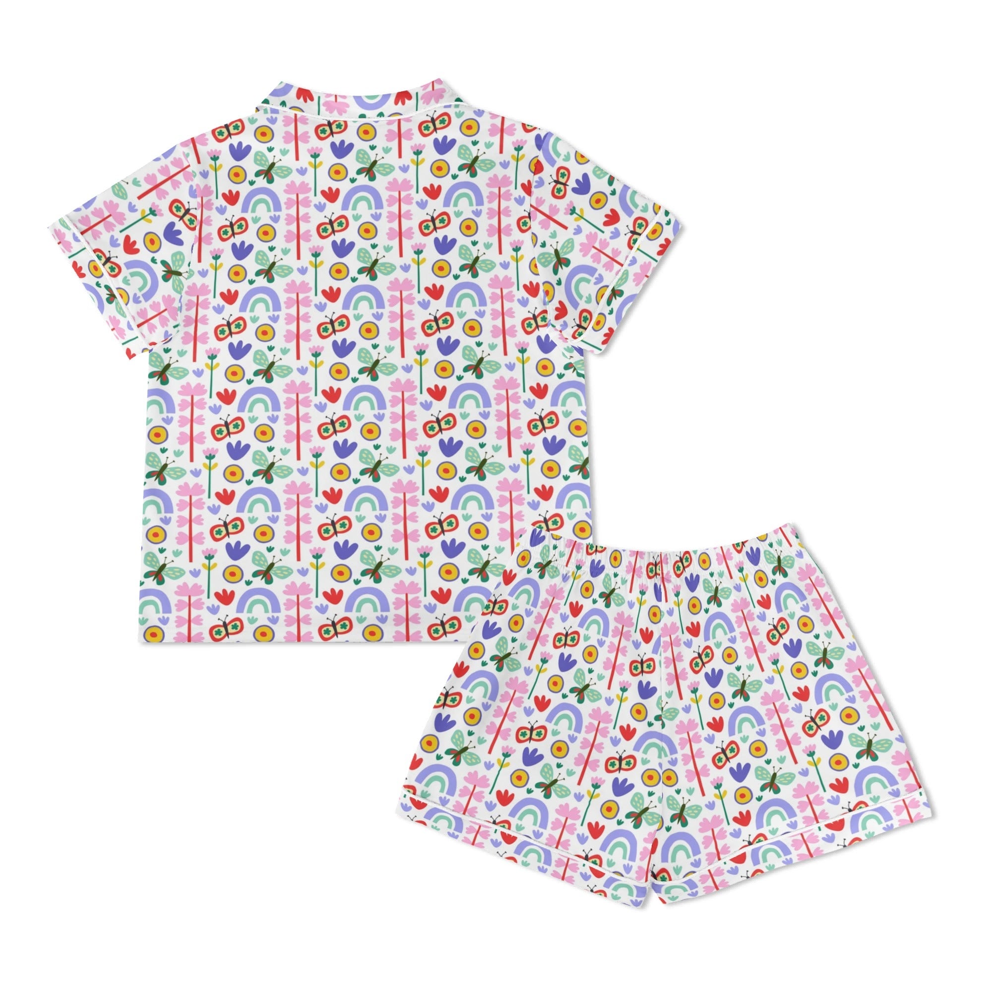 Rainbows And Butterflies Womens Short Sleeve 2-Piece Pyjama Set Women's Short Sleeve Pyjamas animal Printed Offshore