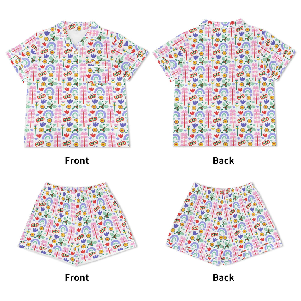 Rainbows And Butterflies Womens Short Sleeve 2-Piece Pyjama Set Women's Short Sleeve Pyjamas animal Printed Offshore