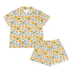 Retro Boho Flowers Womens Short Sleeve 2-Piece Pyjama Set Women's Short Sleeve Pyjamas Plants Printed Offshore