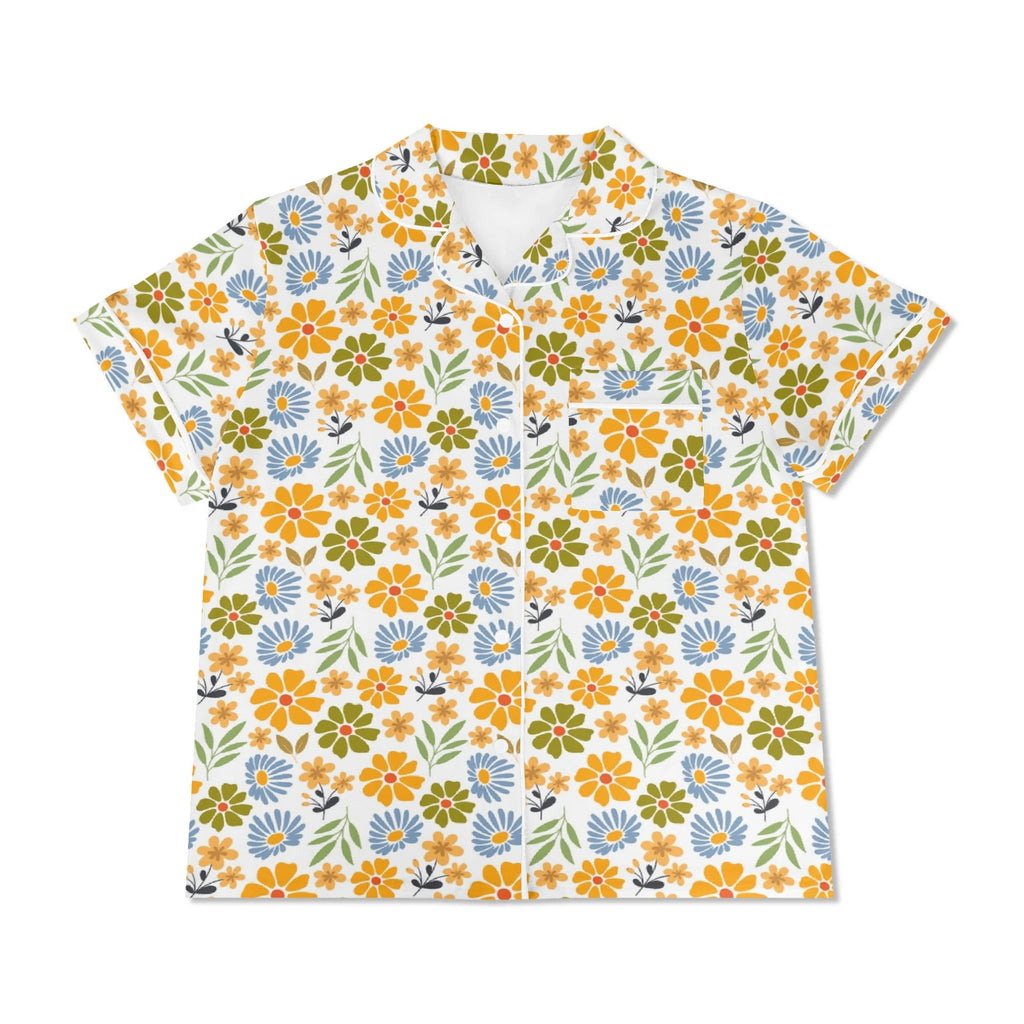 Retro Boho Flowers Womens Short Sleeve 2-Piece Pyjama Set Women's Short Sleeve Pyjamas Plants Printed Offshore
