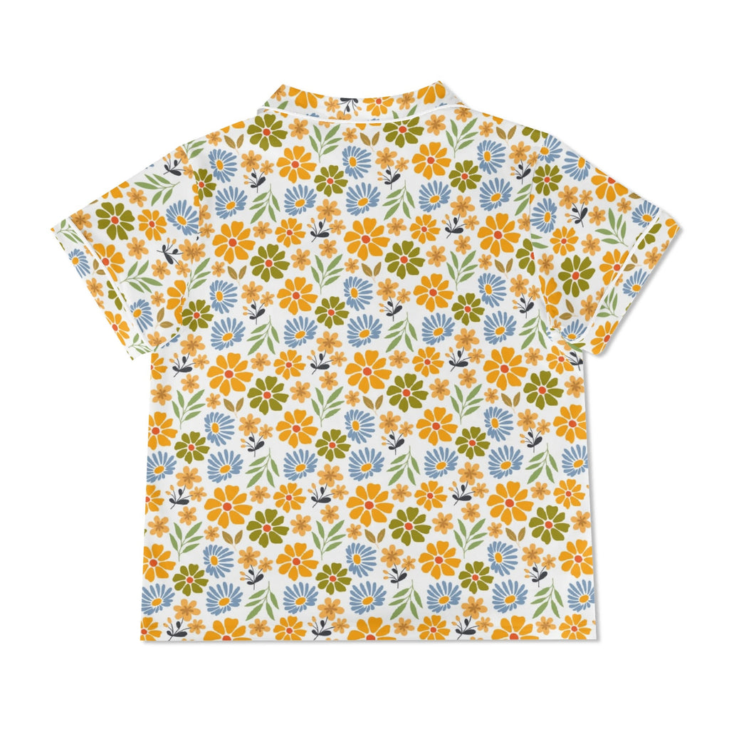 Retro Boho Flowers Womens Short Sleeve 2-Piece Pyjama Set Women's Short Sleeve Pyjamas Plants Printed Offshore