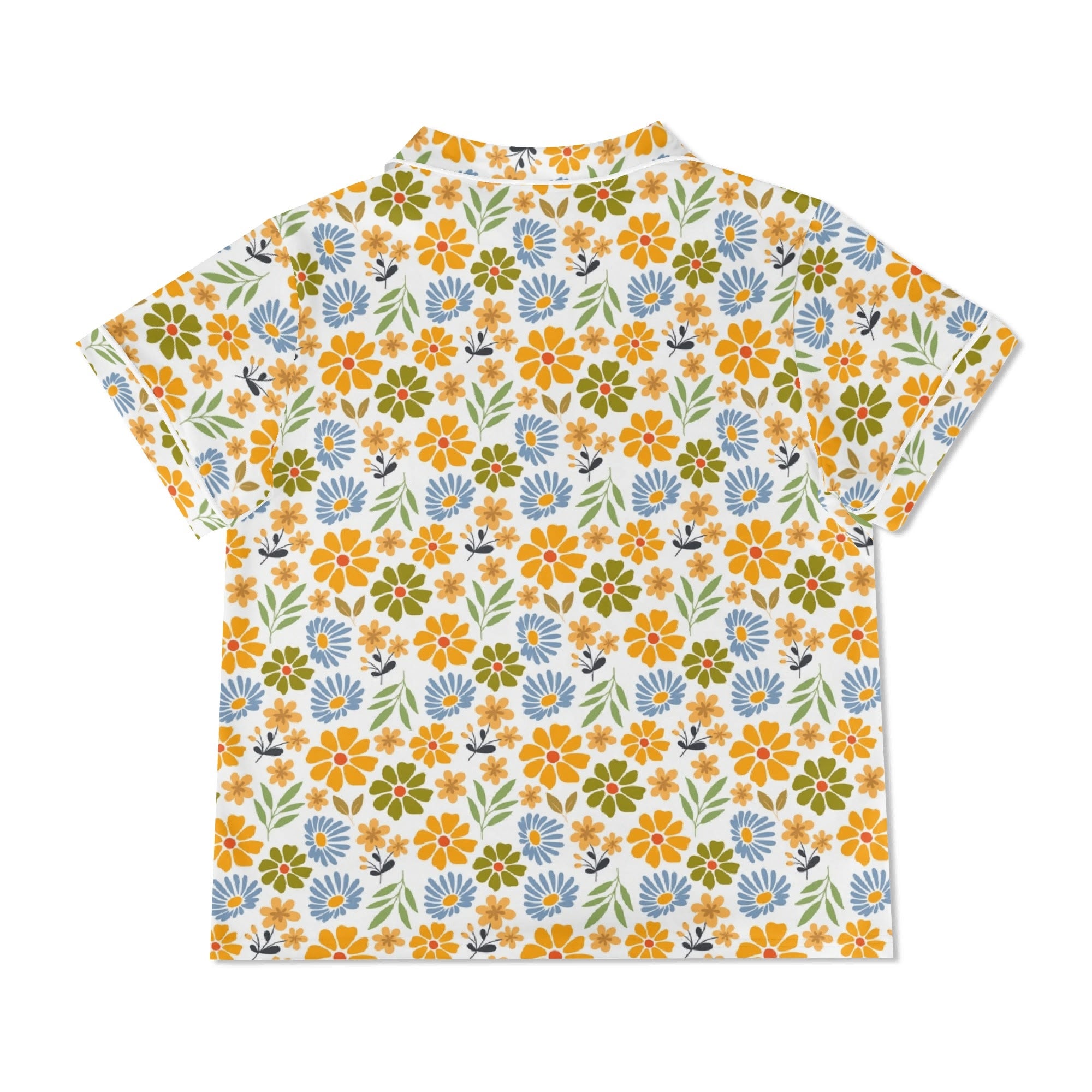 Retro Boho Flowers Womens Short Sleeve 2-Piece Pyjama Set Women's Short Sleeve Pyjamas Plants Printed Offshore