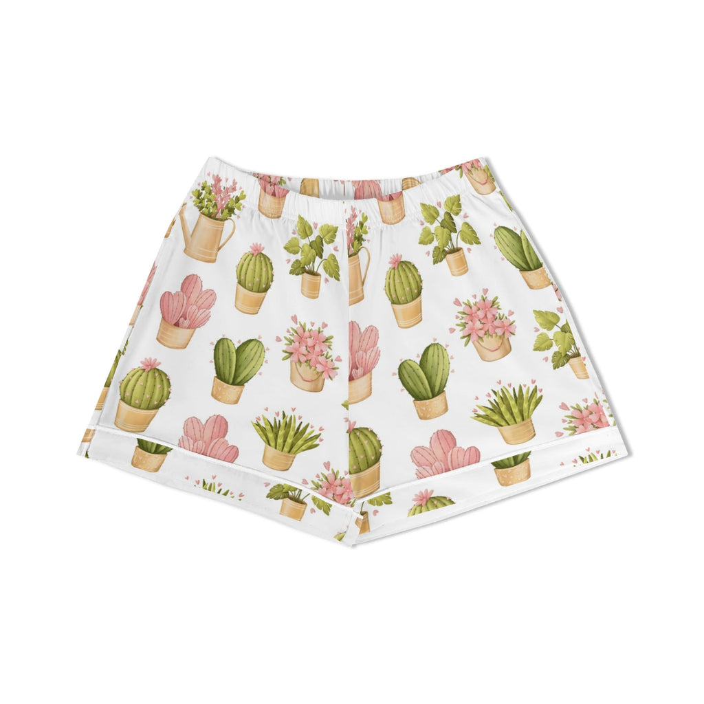 Cactus Pots And Flowers Womens Short Sleeve 2-Piece Pyjama Set Women's Short Sleeve Pyjamas Plants Printed Offshore