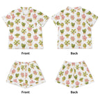 Cactus Pots And Flowers Womens Short Sleeve 2-Piece Pyjama Set Women's Short Sleeve Pyjamas Plants Printed Offshore