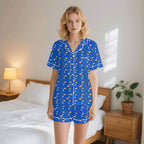 Cats In Space Womens Short Sleeve 2-Piece Pyjama Set 2XL Women's Short Sleeve Pyjamas animal Printed Offshore Space