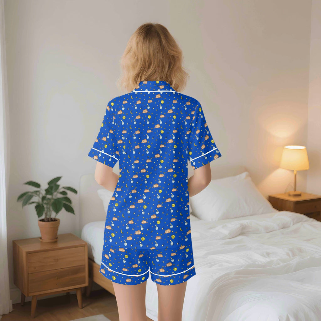 Cats In Space Womens Short Sleeve 2-Piece Pyjama Set Women's Short Sleeve Pyjamas animal Printed Offshore Space