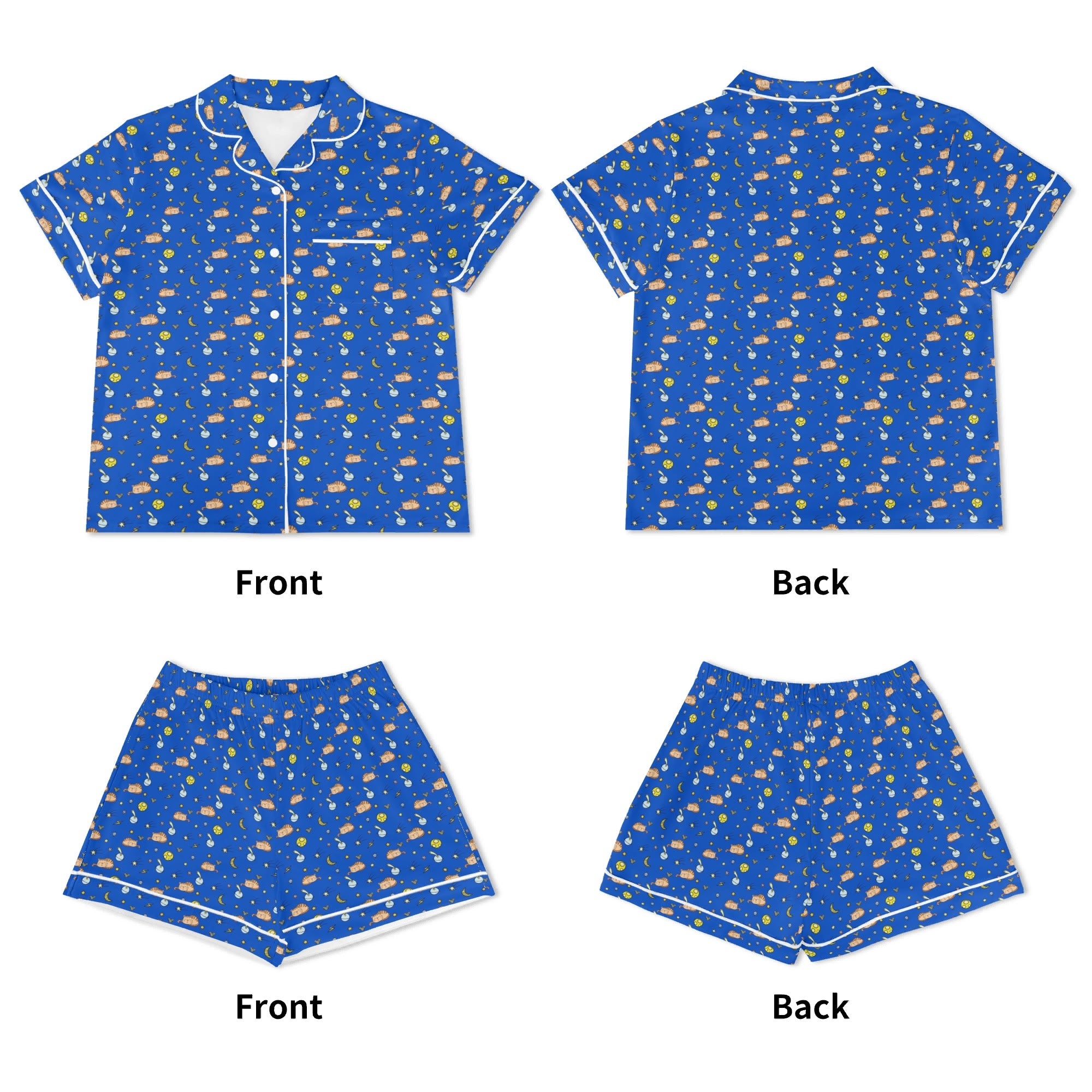 Cats In Space Womens Short Sleeve 2-Piece Pyjama Set Women's Short Sleeve Pyjamas animal Printed Offshore Space