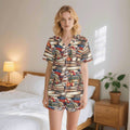 Watercolour Books Womens Short Sleeve 2-Piece Pyjama Set 2XL Women's Short Sleeve Pyjamas Printed Offshore Reading