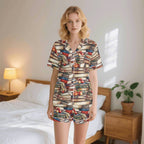 Watercolour Books Womens Short Sleeve 2-Piece Pyjama Set 2XL Women's Short Sleeve Pyjamas Printed Offshore Reading