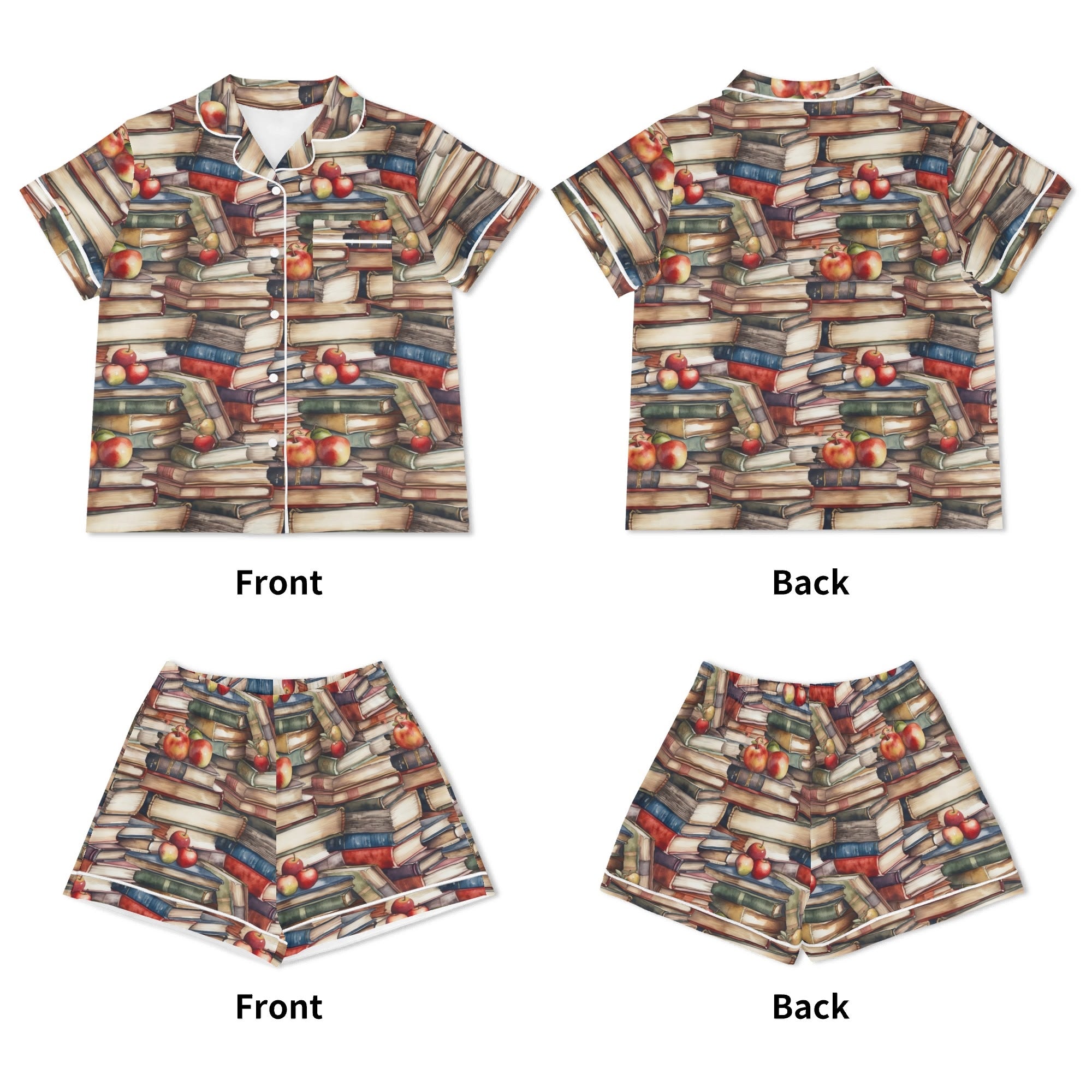 Watercolour Books Womens Short Sleeve 2-Piece Pyjama Set Women's Short Sleeve Pyjamas Printed Offshore Reading