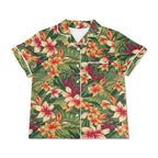 Vintage Hawaiian Floral Womens Short Sleeve 2-Piece Pyjama Set Women's Short Sleeve Pyjamas Plants Printed Offshore