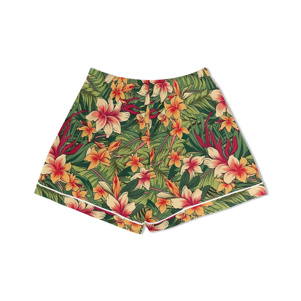 Vintage Hawaiian Floral Womens Short Sleeve 2-Piece Pyjama Set Women's Short Sleeve Pyjamas Plants Printed Offshore