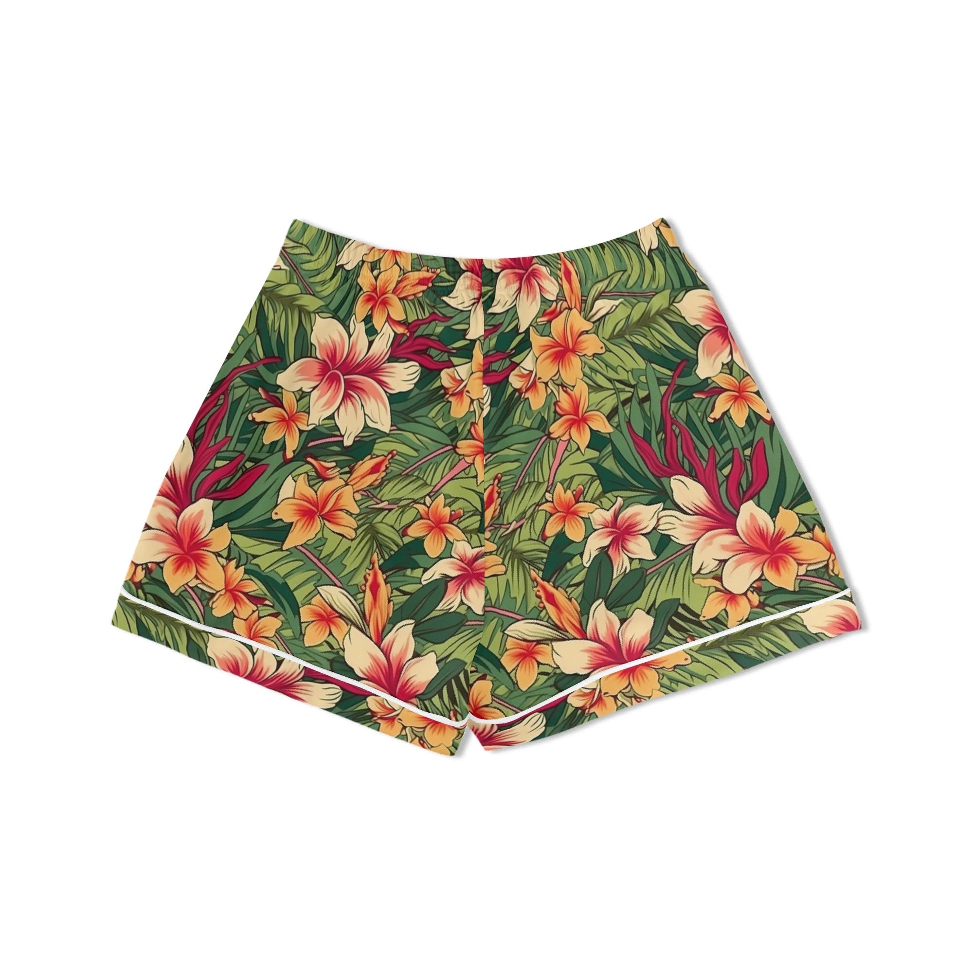 Vintage Hawaiian Floral Womens Short Sleeve 2-Piece Pyjama Set Women's Short Sleeve Pyjamas Plants Printed Offshore
