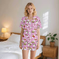 Fast Food Womens Short Sleeve 2-Piece Pyjama Set 2XL Women's Short Sleeve Pyjamas Food Printed Offshore
