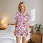 Fast Food Womens Short Sleeve 2-Piece Pyjama Set 2XL Women's Short Sleeve Pyjamas Food Printed Offshore