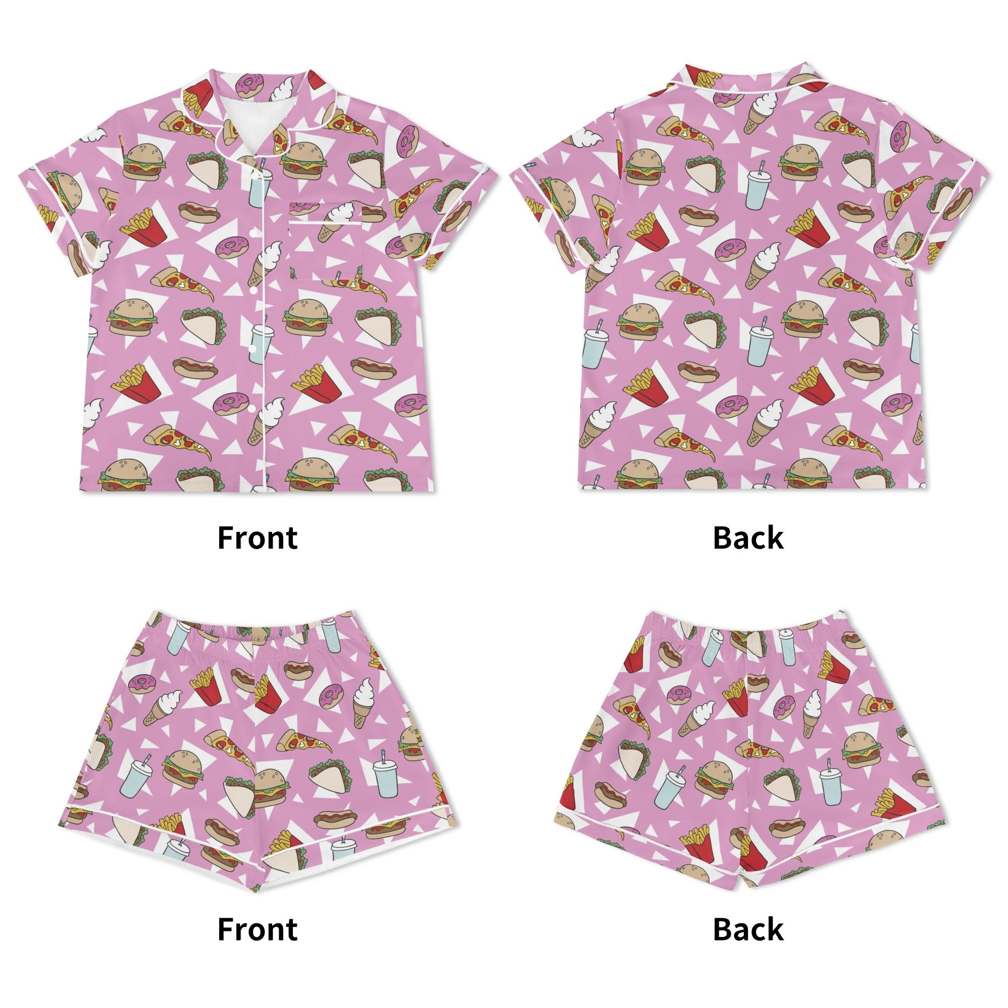 Fast Food Womens Short Sleeve 2-Piece Pyjama Set Women's Short Sleeve Pyjamas Food Printed Offshore