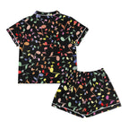 Colourful Music Notes Womens Short Sleeve 2-Piece Pyjama Set Women's Short Sleeve Pyjamas Music Printed Offshore