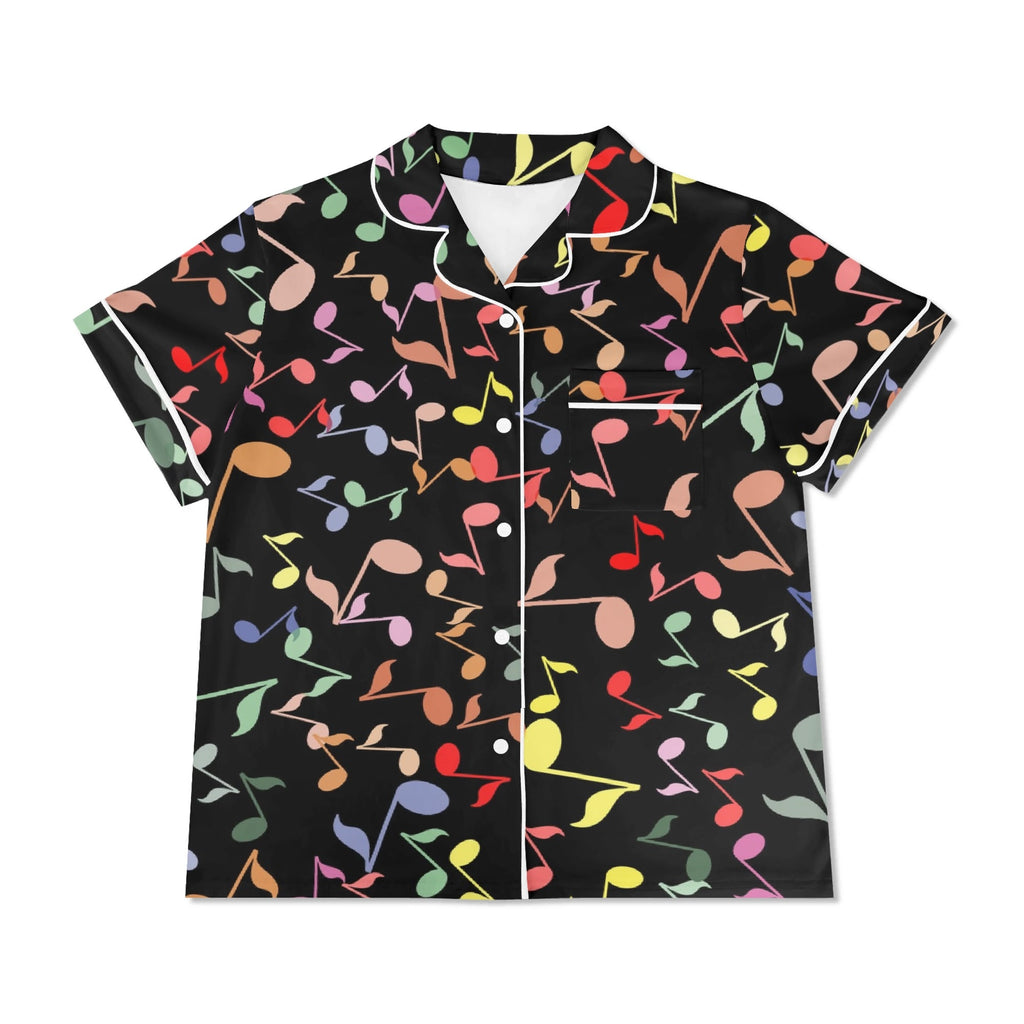 Colourful Music Notes Womens Short Sleeve 2-Piece Pyjama Set Women's Short Sleeve Pyjamas Music Printed Offshore