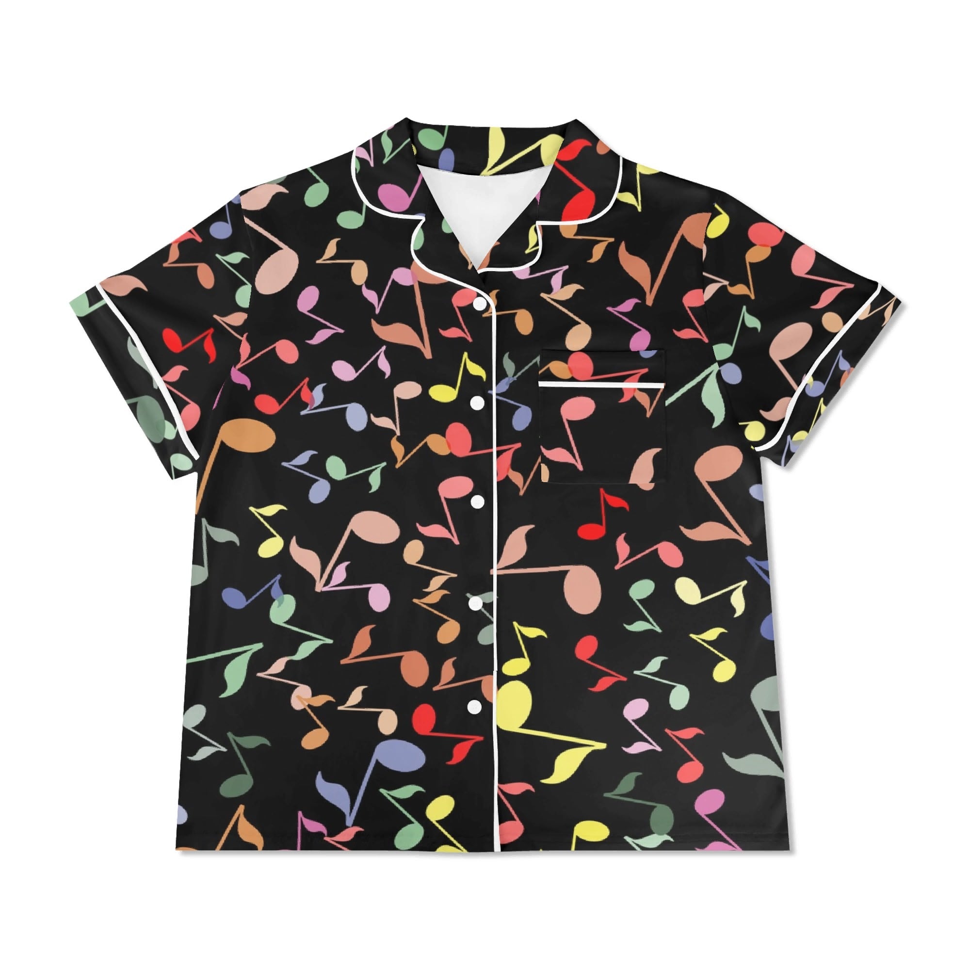 Colourful Music Notes Womens Short Sleeve 2-Piece Pyjama Set Women's Short Sleeve Pyjamas Music Printed Offshore
